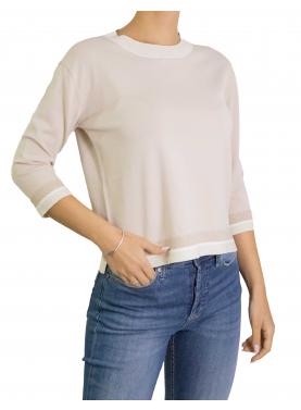 Maglia girocollo con contrasti di colore 